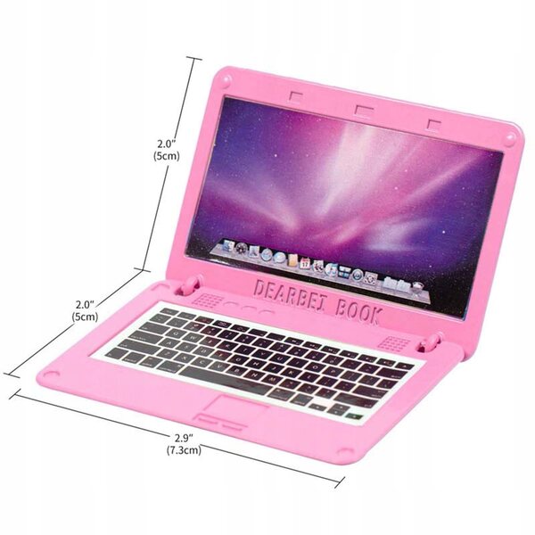 1:6 Domek dla lalek Laptop Tablet Akcesoria do dekoracji komputerowych do życia Różowy