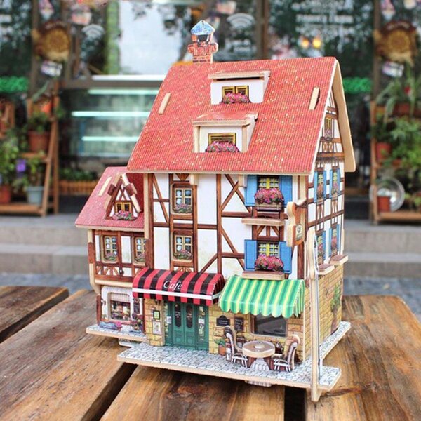 DIY-Puppenhausminiatur 1:24 mit Holzmöbelset zum Zusammenbauen