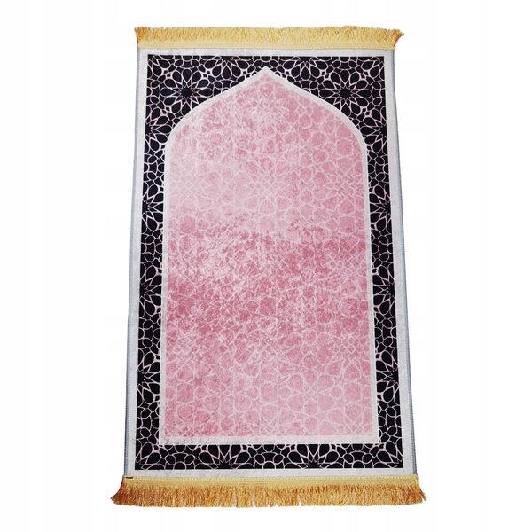 Mata modlitewna antiscivolo tradizionale in poliester rosa 65x110 cm