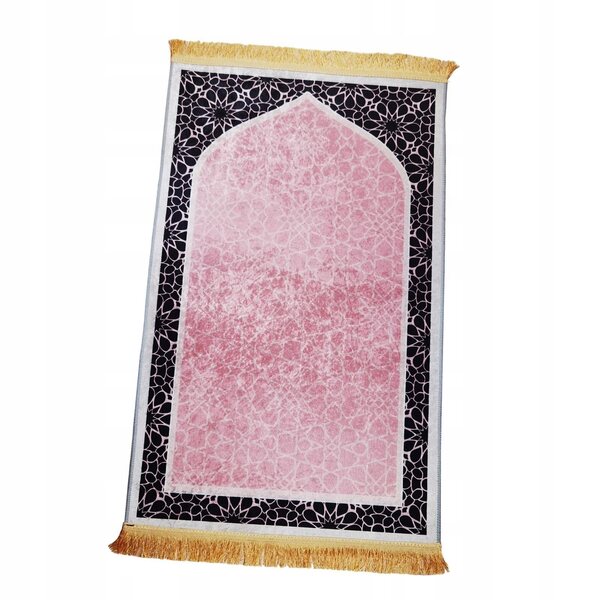 Mata modlitewna antiscivolo tradizionale in poliester rosa 65x110 cm