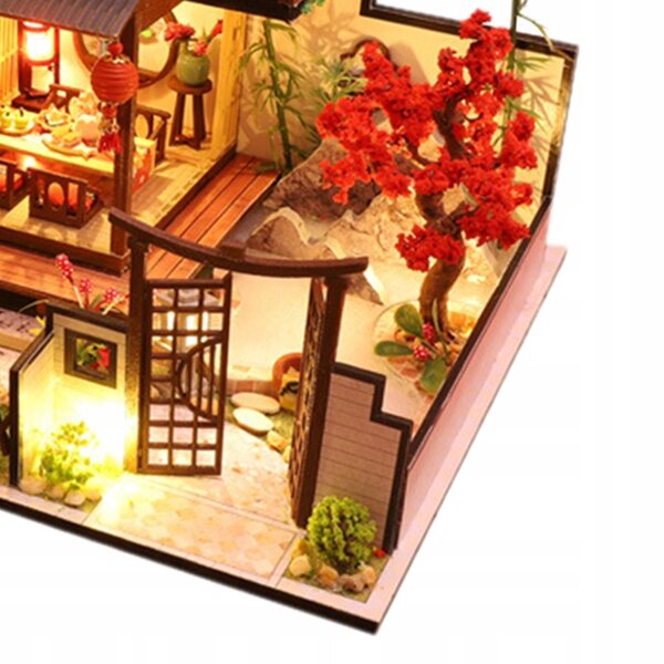 DIY Drewniany domek dla lalek Zestaw miniatur rzemieślniczych z meblami, zrób to sam