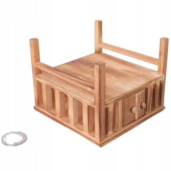 1:12 Mini-Holztisch für Puppenhaus, Miniaturmöbel mit Doppelregal