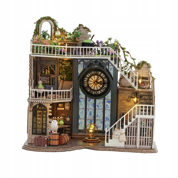 DIY Puppenhaus-Miniatur aus Holz mit Möbeln, Lichtern und Dekorationen