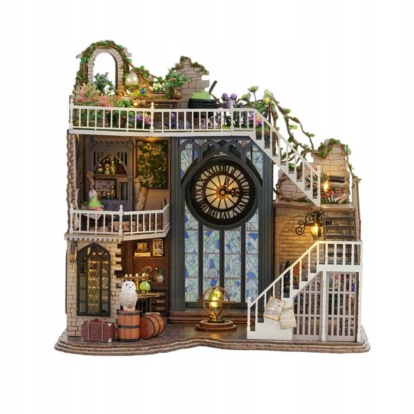 DIY Puppenhaus-Miniatur aus Holz mit Möbeln, Lichtern und Dekorationen