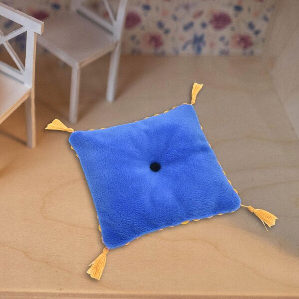 Mini cuscino blu in flanella per casa delle bambole 1/6 - decorazione lussuosa