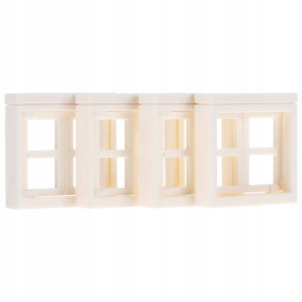 Set 4 Finestre Miniature in Plastica per Casette delle Bambole, Bianche e Realistiche