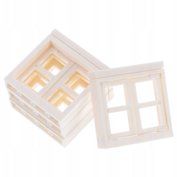 Set 4 Finestre Miniature in Plastica per Casette delle Bambole, Bianche e Realistiche