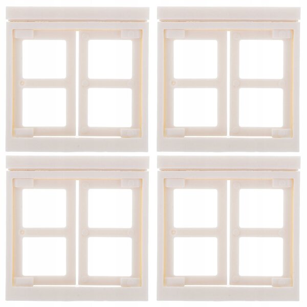 Set 4 Finestre Miniature in Plastica per Casette delle Bambole, Bianche e Realistiche