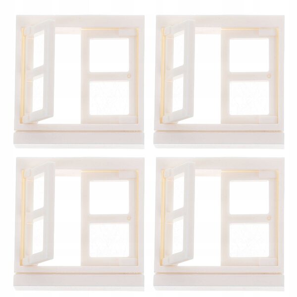 Set 4 Finestre Miniature in Plastica per Casette delle Bambole, Bianche e Realistiche