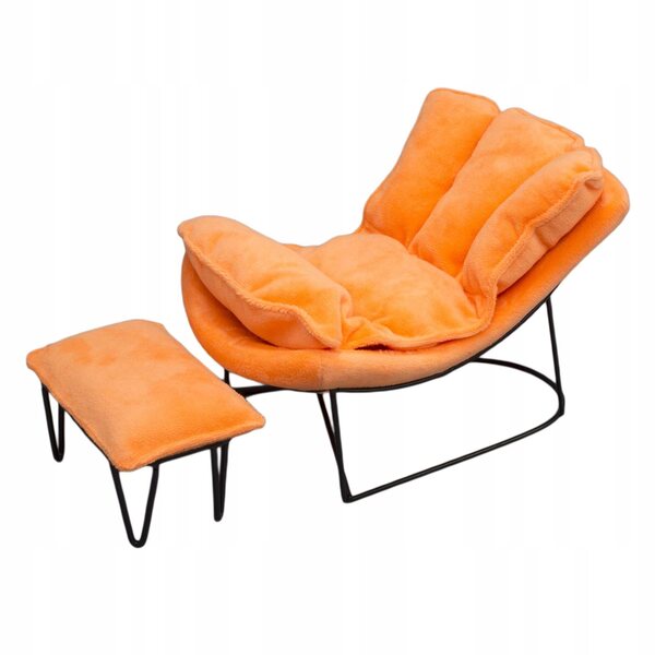 Fotel bujany in miniatura in ferro battuto scala 1/6 con design vintage arancione
