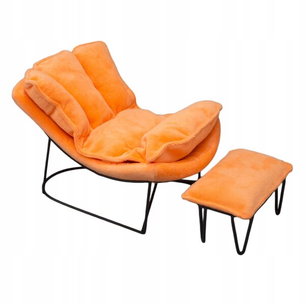 Fotel bujany in miniatura in ferro battuto scala 1/6 con design vintage arancione