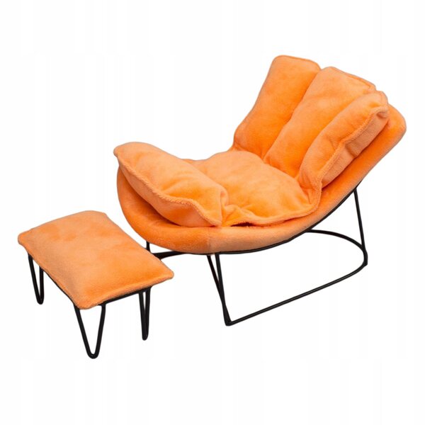 Fotel bujany in miniatura in ferro battuto scala 1/6 con design vintage arancione