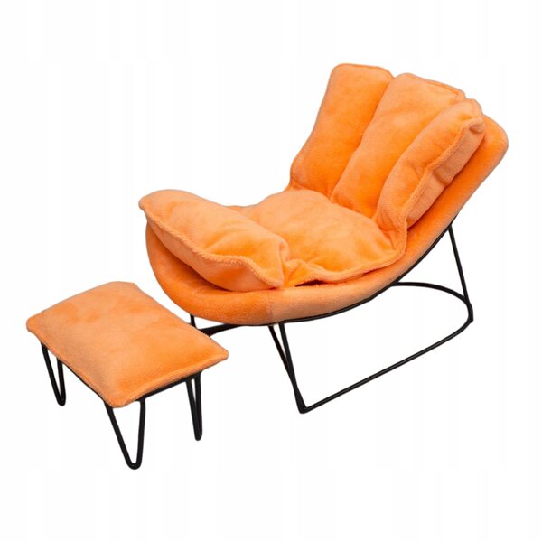 Fotel bujany in miniatura in ferro battuto scala 1/6 con design vintage arancione