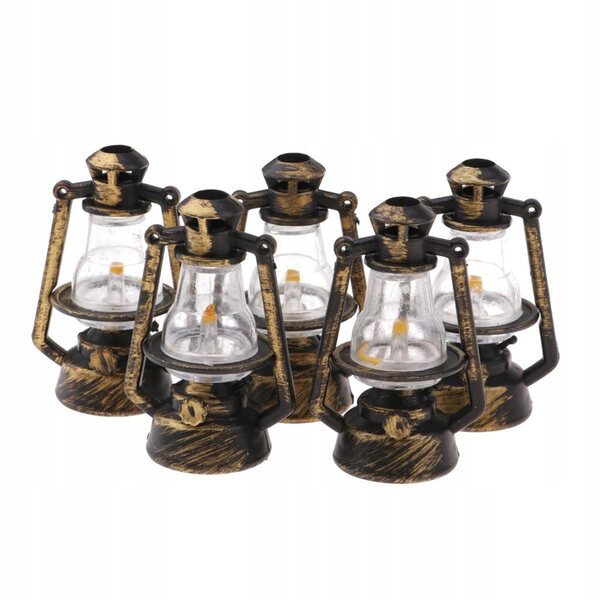 Lampade Miniatura in Metallo Retro per Casa delle Bambole 1/12 - Set 5 Pezzi