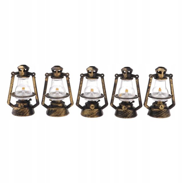 Lampade Miniatura in Metallo Retro per Casa delle Bambole 1/12 - Set 5 Pezzi