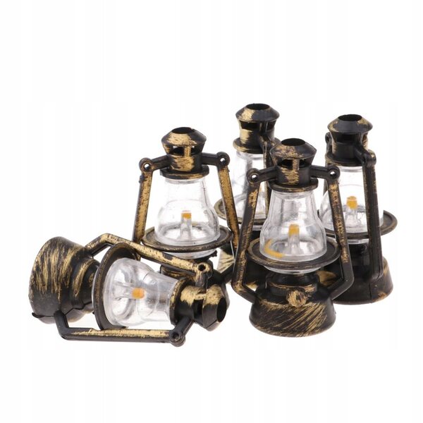 Lampade Miniatura in Metallo Retro per Casa delle Bambole 1/12 - Set 5 Pezzi