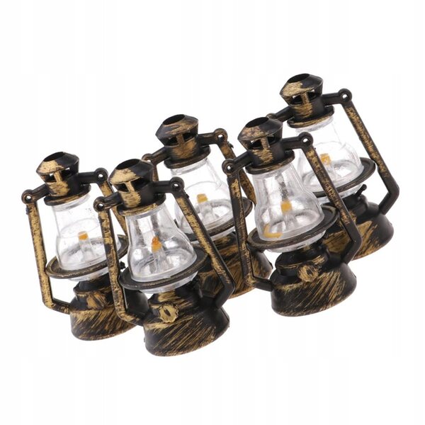 Lampade Miniatura in Metallo Retro per Casa delle Bambole 1/12 - Set 5 Pezzi