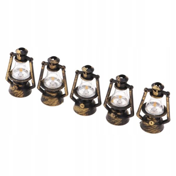Lampade Miniatura in Metallo Retro per Casa delle Bambole 1/12 - Set 5 Pezzi