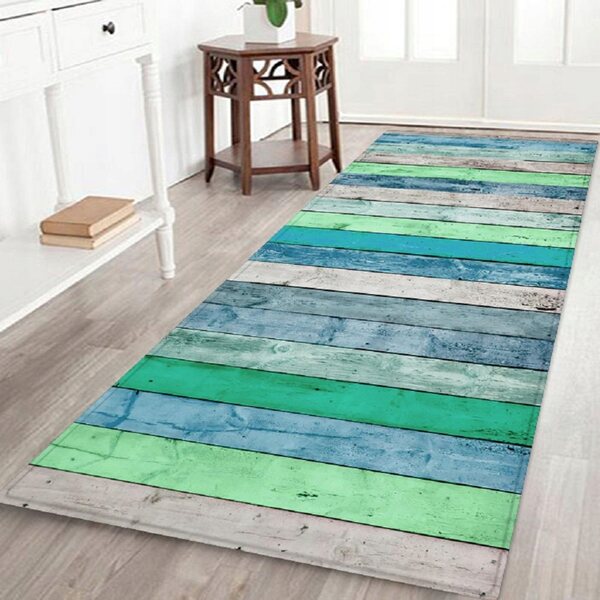 Blauer rutschfester Teppich 60x180cm aus Polyester, widerstandsfähig und dekorativ für das Zuhause