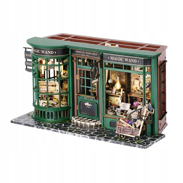 DIY drewniany miniaturowy domek dla lalek europejski z LED
