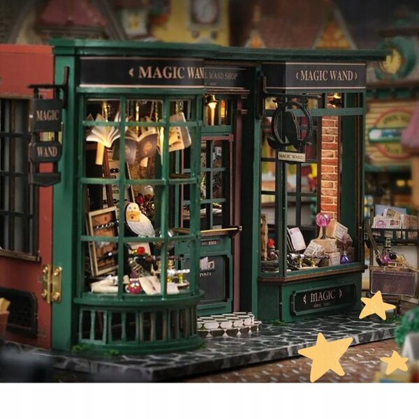 DIY drewniany miniaturowy domek dla lalek europejski z LED