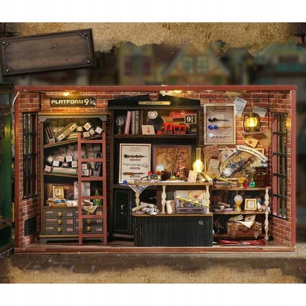 DIY drewniany miniaturowy domek dla lalek europejski z LED