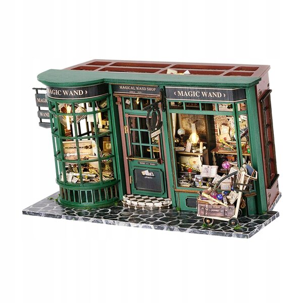 DIY drewniany miniaturowy domek dla lalek europejski z LED