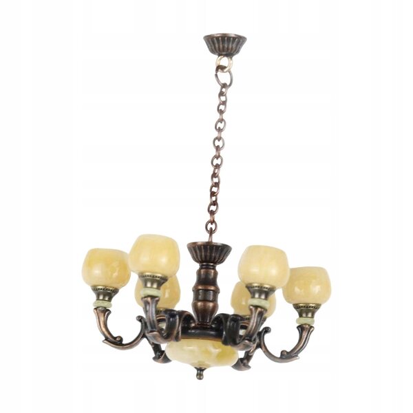 Lustre miniature en métal pour maisons de poupées, échelle 1:12, couleur bronze