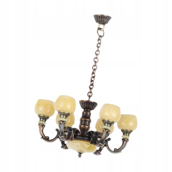 Lustre miniature en métal pour maisons de poupées, échelle 1:12, couleur bronze