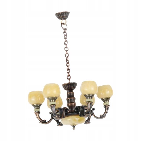 Lustre miniature en métal pour maisons de poupées, échelle 1:12, couleur bronze