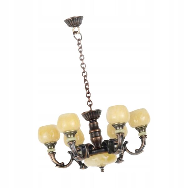 Lustre miniature en métal pour maisons de poupées, échelle 1:12, couleur bronze