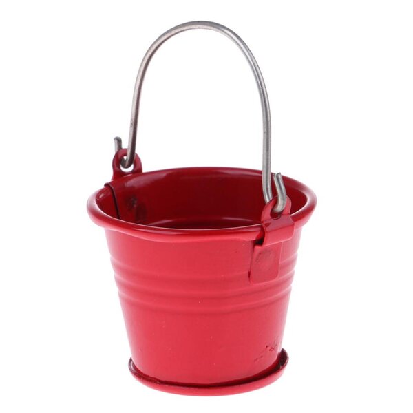 Miniatura Secchio Rosso per Casa delle Bambole 1/12 - Metallo Resistente