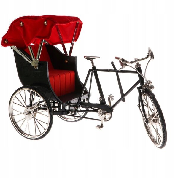 1:10 Alloy Diecast Racing Trójkołowy Rickshaw Model roweru Zabawka Czarna