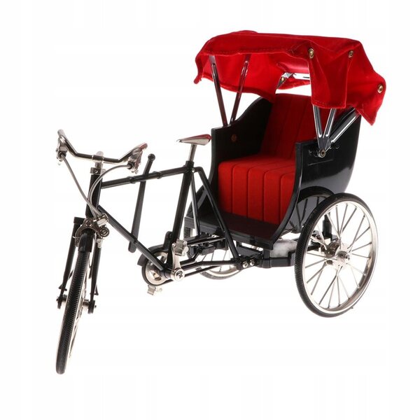 1:10 Alloy Diecast Racing Trójkołowy Rickshaw Model roweru Zabawka Czarna