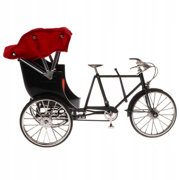 1:10 Alloy Diecast Racing Trójkołowy Rickshaw Model roweru Zabawka Czarna