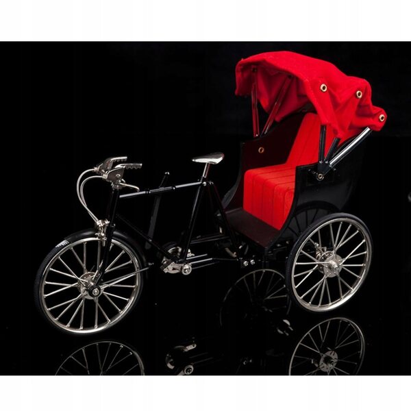 1:10 Alloy Diecast Racing Trójkołowy Rickshaw Model roweru Zabawka Czarna