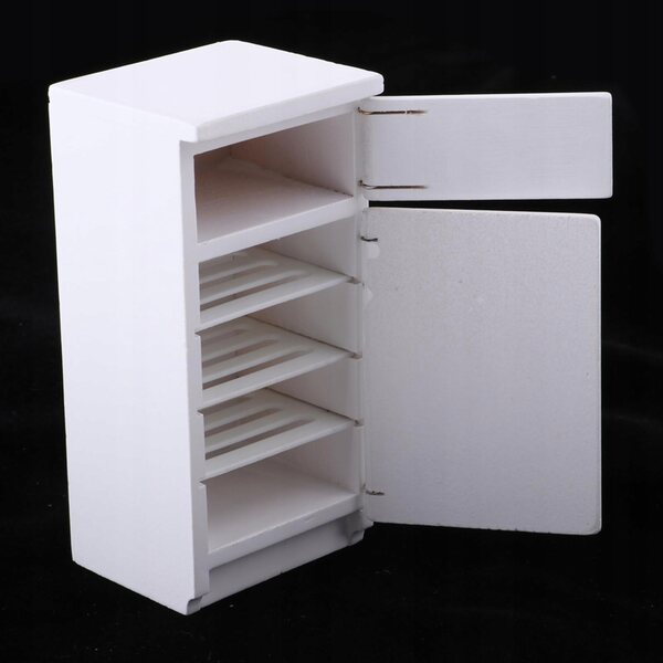 1/12 schaal witte houten koelkast miniatuur voor poppenhuis