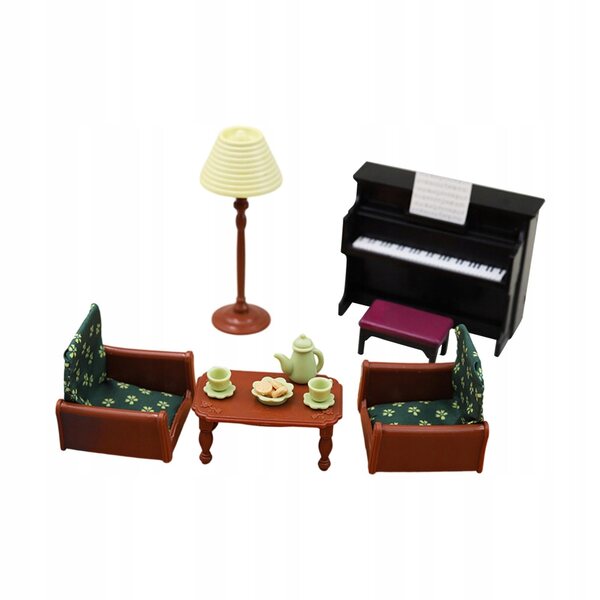 1:12 Puppenhaus-Miniaturset mit Klavier, Sofa, Tisch und Tischlampe