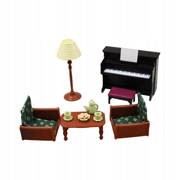 1:12 Puppenhaus-Miniaturset mit Klavier, Sofa, Tisch und Tischlampe