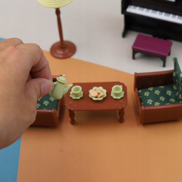 1:12 Puppenhaus-Miniaturset mit Klavier, Sofa, Tisch und Tischlampe
