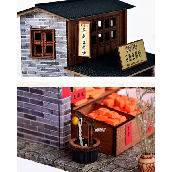 DIY Puppenhaus-Miniatur-Set 1:24 mit Möbeln und LED, handgefertigtes Holz