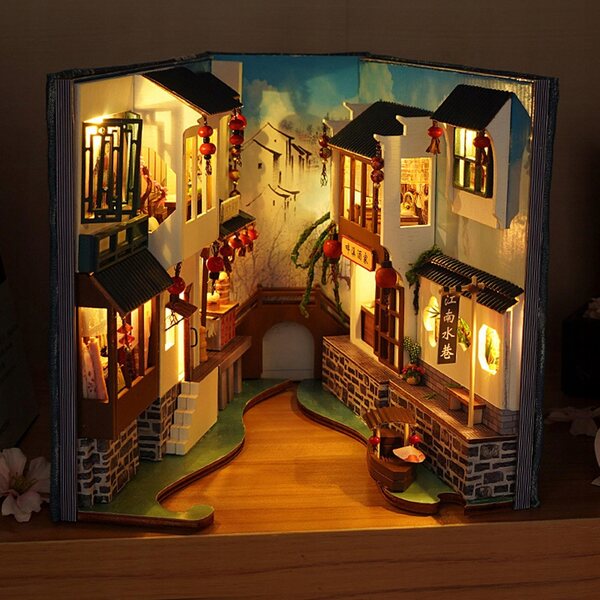 DIY-Puppenhaus-Miniaturen mit LEDs und realistischen Holzmöbeln