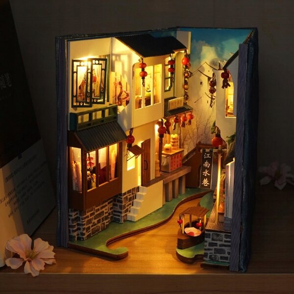 DIY-Puppenhaus-Miniaturen mit LEDs und realistischen Holzmöbeln