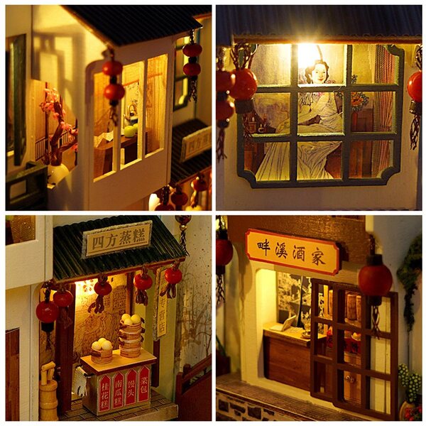 DIY-Puppenhaus-Miniaturen mit LEDs und realistischen Holzmöbeln