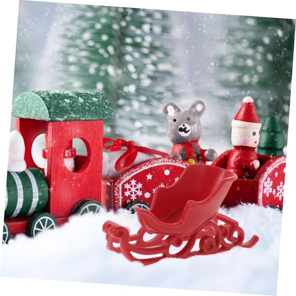 YARNOW Mini Slitta Natalizia Rossa, Decorazione Compatta e Versatile per Natale