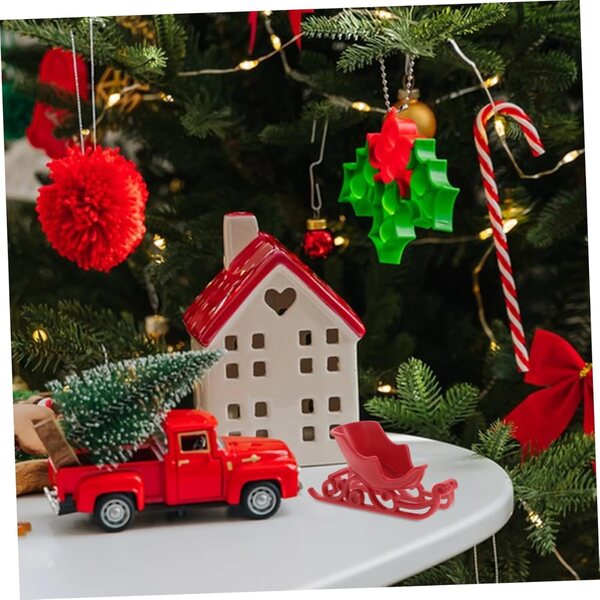 YARNOW Mini Slitta Natalizia Rossa, Decorazione Compatta e Versatile per Natale