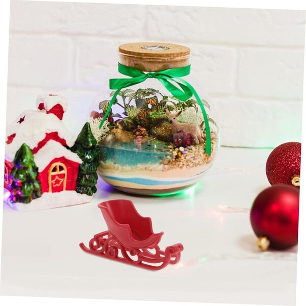 YARNOW Mini Slitta Natalizia Rossa, Decorazione Compatta e Versatile per Natale