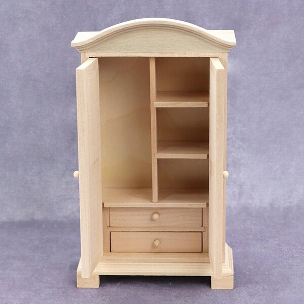Miniatura Armadio 2 Ante in Legno per Casa delle Bambole in Scala 1:12