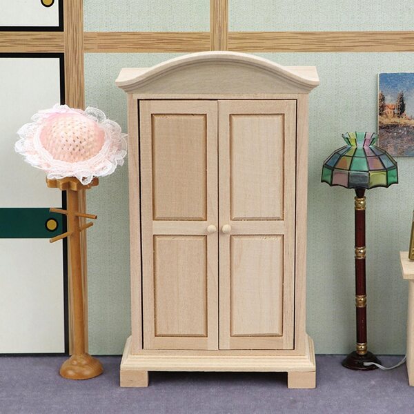Miniatura Armadio 2 Ante in Legno per Casa delle Bambole in Scala 1:12