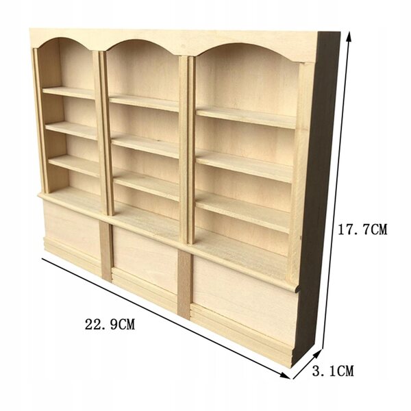 1:12 Miniatur-Holzregal für ein Puppenhaus, 4 Regale, Beige